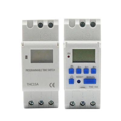 KKFAUS THC15A New Type Din Rail 2 Wire Weekly 7 Days Programmable Digital TIME Switch Relay Timer Control AC 220V 230V 12V 24V 48V 16A (Color : 220V-1NO1NC)