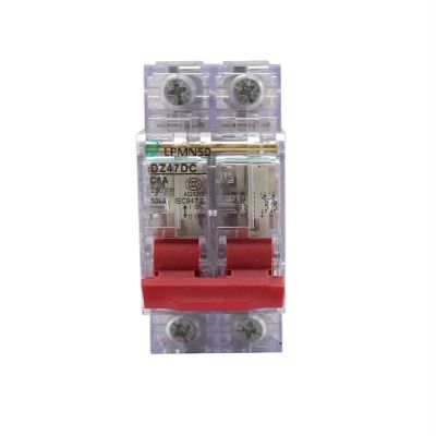 HAODEE Transparent DC Circuit Breaker DCMCB For Battery PV Solar Protector DZ47DC Positive Negative Switch Isolator (Color : 2P, Size : 50A)