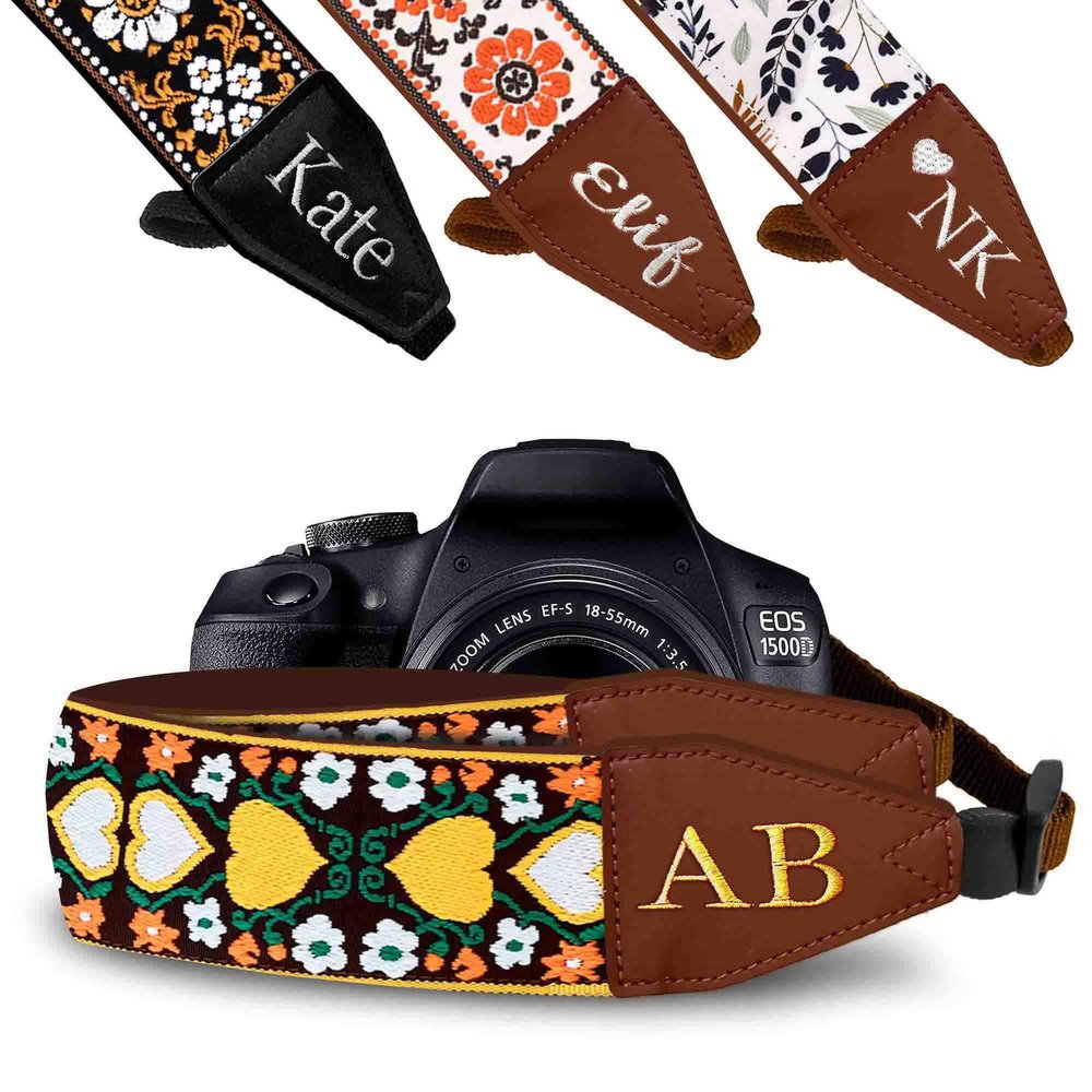 Art Tribute Personalized Camera Strap Colorful Hearts - Add Your Text and We Make It Especially For You Get Your Own Custom Camera Strap, No Shipping Cost