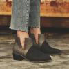 HINDOLA Women's Ankle Boots Slip on Cutout Almond Toe Low Heel Chunky Block Stacked Heels Booties Casual Suede Shoes Chelsea Boots view 4