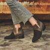 HINDOLA Women's Ankle Boots Slip on Cutout Almond Toe Low Heel Chunky Block Stacked Heels Booties Casual Suede Shoes Chelsea Boots view 3