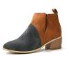 HINDOLA Women's Ankle Boots Slip on Cutout Almond Toe Low Heel Chunky Block Stacked Heels Booties Casual Suede Shoes Chelsea Boots view 1