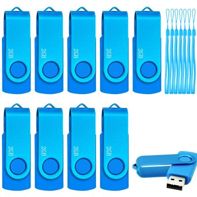 2GB USB 2.0 Flash Drive 10 Pack Nicepicten Pendrive Swivel Thumb Drives Jump Drives Zip Drive USB Memory Stick Thumbdrive Flashdrive Ideal for Home Office Shared Data Storage, Blue 2GB