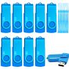 2GB USB 2.0 Flash Drive 10 Pack Nicepicten Pendrive Swivel Thumb Drives Jump Drives Zip Drive USB Memory Stick Thumbdrive Flashdrive Ideal for Home Office Shared Data Storage, Blue 2GB view 1