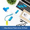2GB USB 2.0 Flash Drive 10 Pack Nicepicten Pendrive Swivel Thumb Drives Jump Drives Zip Drive USB Memory Stick Thumbdrive Flashdrive Ideal for Home Office Shared Data Storage, Blue 2GB view 3
