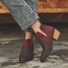 HINDOLA Women's Ankle Boots Slip on Cutout Almond Toe Low Heel Chunky Block Stacked Heels Booties Casual Suede Shoes Chelsea Boots view 3