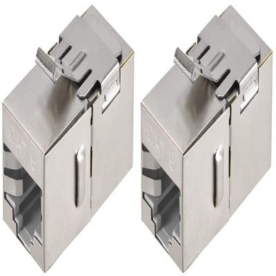 XYWHPGV RJ45 Ethernet Extender Coupler Shielded Module Insert Jack Cat6 Female to Female Network Inline Connector Silver 2pcs(0833f caf9c 3f3e8 69e96 00222 176f6