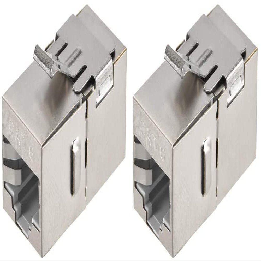XYWHPGV RJ45 Ethernet Extender Coupler Shielded Module Insert Jack Cat6 Female to Female Network Inline Connector Silver 2pcs(0833f caf9c 3f3e8 69e96 00222 176f6