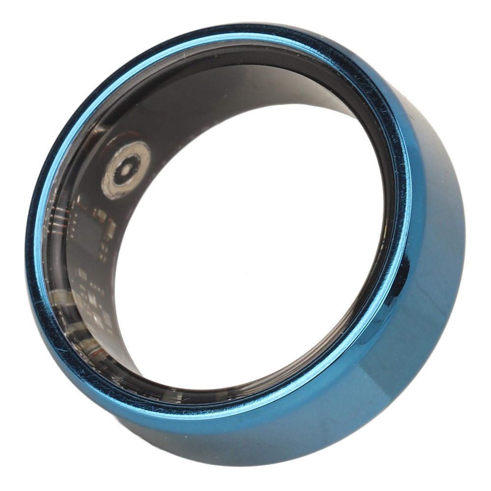 Airshi Smart Health Ring, Ceramic and Stainless Steel Exercise Data Monitoring Lightweight Blue IP68 Waterproof Health Tracker Smart Ring with APP for Women for Sports (No. 12)
