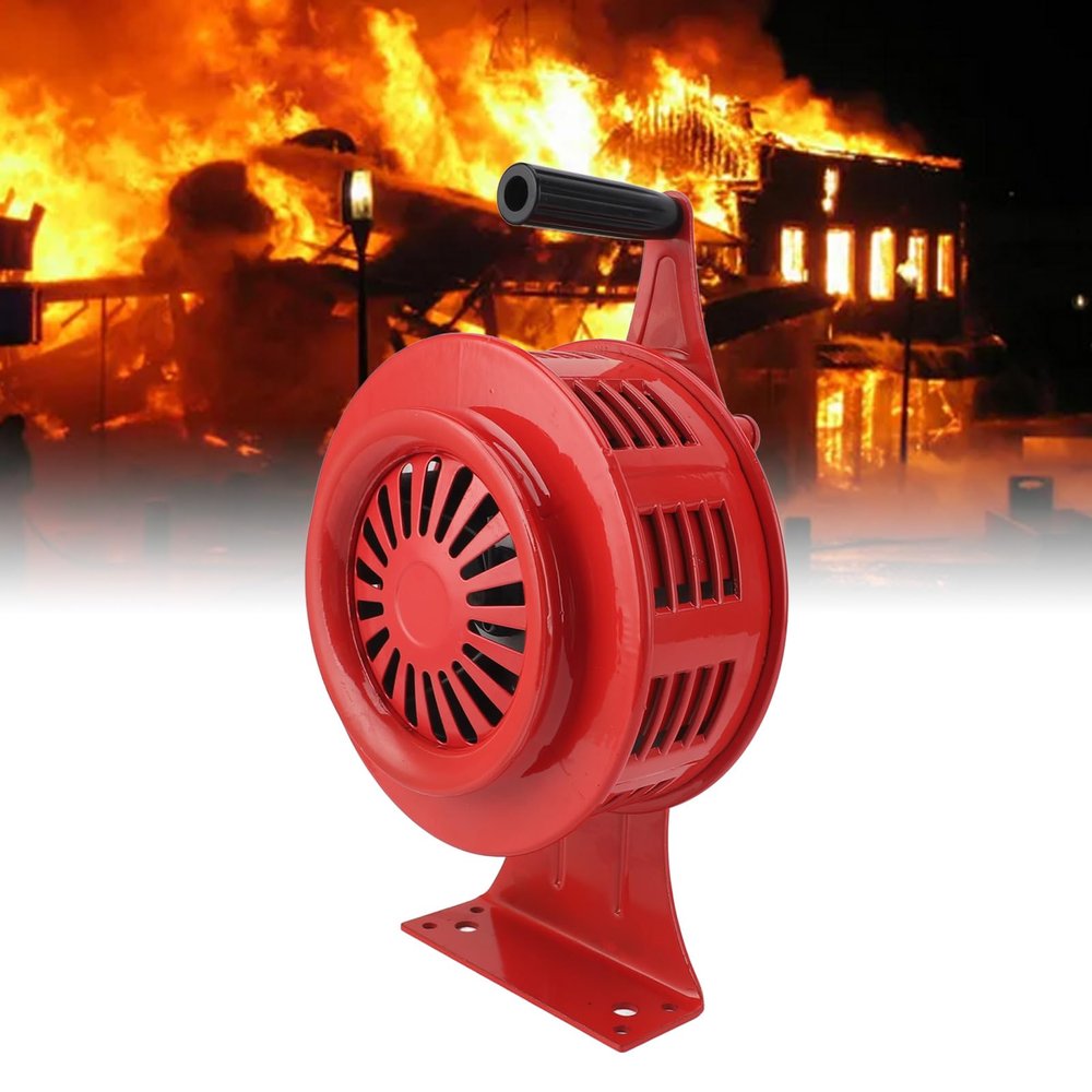 Hand Crank Siren, Adjustable Volume, Waterproof, Aluminum Alloy, Manual Operated Sound Alarm, Emergency, Widely Used (Red)