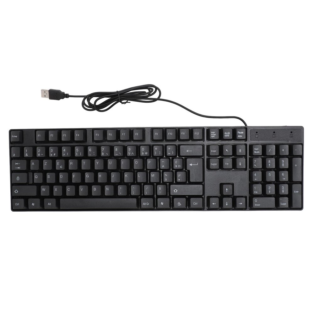 104 Keys Ergonomic Design USB Wired Gaming Keyboard, K1800 Minority Language Keyboard with 4.9ft 1.5m Cable for Office, Computer, Laptop (French)