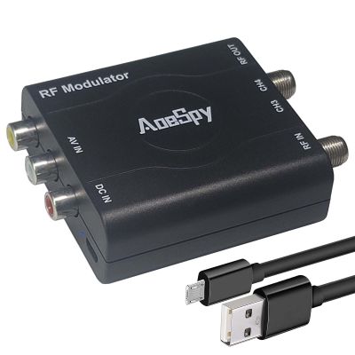 RCA RF Coaxial Modulator VHF Converter CVBS Adapter w/Channel 3/4 Switch for DVD Blu-ray Player DVR VCRs Satellite Set-top Cable Box PS2 PS3 PS4 Xbox 360 WII NS AV Video to F Type Analog Coax NTSC TV