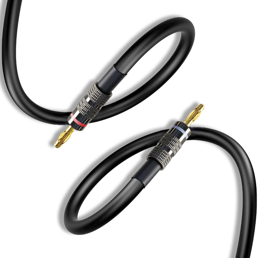 Meamaz 10FT Speaker Cables Banana Plug Speaker Cable Nylon Braided Speaker Wire with Banana Plugs for Speaker Wire Use for Home TheaterCar and More1 Pack