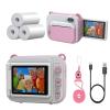 Instant Print Digital Camera with 2.4'' Screen for Kids 3-12 Years-HD 1080P Vdeio &12MP Photo,3 Rolls of Paper,Lanyard,Game and MP3 for Children's Birthday, Toys. (Pink) view 1