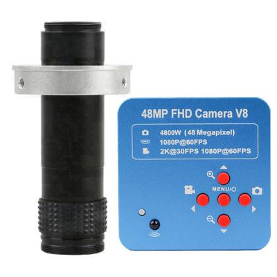 1080P 48MP HDMI USB Industrial Electronic Digital Microscope Camera & 120X C-Mount Lens For PCB Soldering Phone Repair