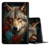Case for Samsung Galaxy Tab S6 Lite 10.4 Inch 2022/2020, Lightweight TPU Shockproof with Auto Sleep/Wake Cover for Galaxy Tab S6 Lite SM-P610/P613/P615/P619, Blue Red Rose Wolf view 1