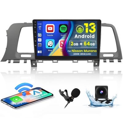 [HiFi & 2G+64G] Car Radio for Nissan Murano 2008-2014 with, 9 Inch Android 13 IPS Touch Screen Car Stereo Wireless Carplay/Android Auto, Bluetooth, GPS, 5G WiFi + Backup Camera