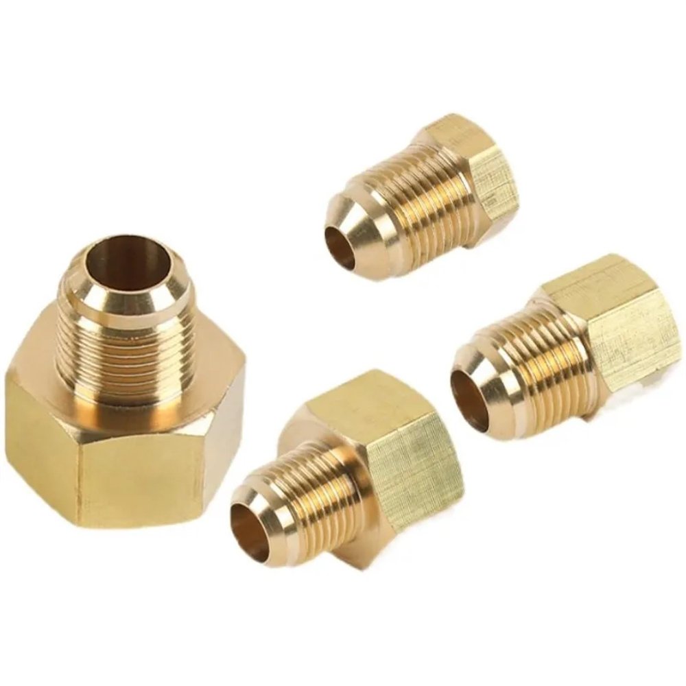 1pc Air Conditioning Copper Tube Female-Male sae Flare Thread Tube Adapter 1/4 3/8 1/2 5/8 3/4 Reducer Joint Brass Pipe fitting (Color : Without Nut, Size : Female 1l2 Male 5l8)