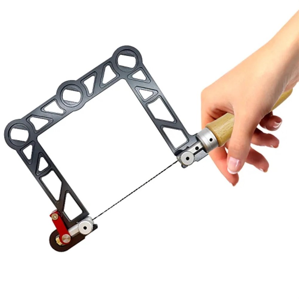 Woodworking Copying Saw Aluminum Adjustable Frame with Screw Tension for DIY Joinery Woodworking Tool 3"4"5"8"with 1pcs Blades (Color : Titanium 4 inch)