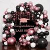 OERJU Graduation Round Backdrop Cover Class of 2026 Backdrop Rose Gold and Black Glitter Bokeh Congratulation Graduation Decoration Background Congrats Grad Prom Party Supplies Photo Booth Props 7.2ft view 4