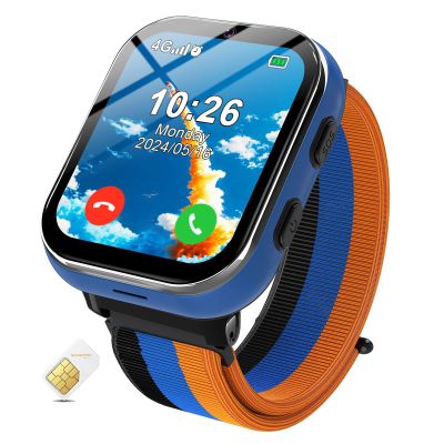 AYATAHA Smart Watch for Girls Boys, Kids Smartwatch with 4G SIM Card, Smart Watch for Kids Touch Screen SOS Emergency Call Calculator Clock Camera Games Music Player, Toys Gifts for Ages 4-12 (Blue)