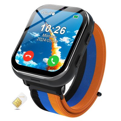 AYATAHA Smart Watch for Girls Boys, Kids Smartwatch with 4G SIM Card, Smart Watch for Kids Touch Screen SOS Emergency Call Calculator Clock Camera Games Music Player, Toys Gifts for Ages 4-12 (Black)