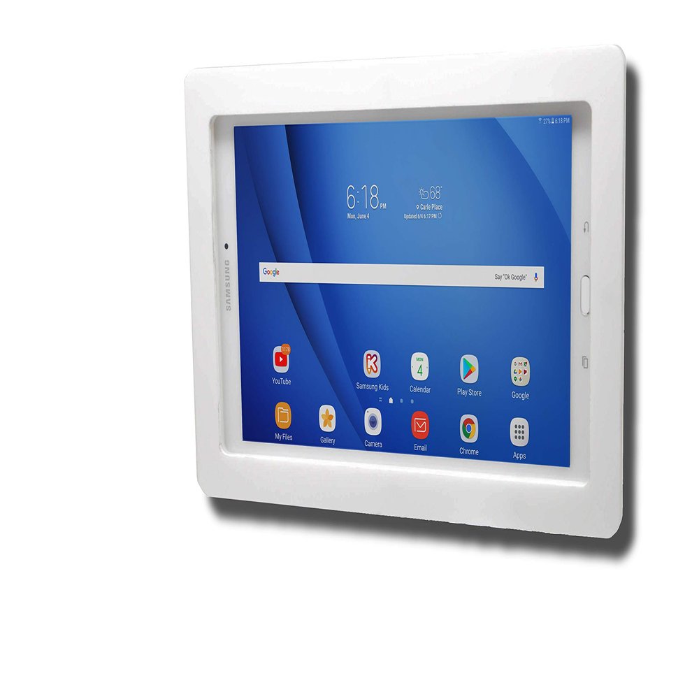TABcare Anti-Theft Acrylic VESA Enclosure for Galaxy TAB S9 FE+ 12.4" with Free Wall Mount Kit & 90-Degree Angle Charge Cable (TAB S9 FE+ 12.4, White)