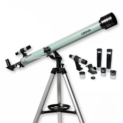 Carson Stara 60AZ Refractor Telescope for Kids & Adults Up to 675x, Telescope Accessories with 3 Eyepieces, Tripod, Barlow Lens, Erecting Lens, Moon Filter, Finderscope (SR-100)