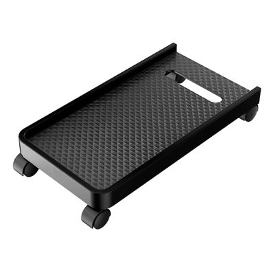 CPU Stand Simple Desktop Chassis Tower Stand Plastic PC Stand Mobile CPU Holder Floor Stand CPU Stand with 4 Wheels and 3 Side Bezel for Office Home PC Tower Stand Holder