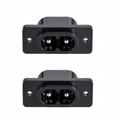 BOXONLY C8 2 Pins Panel Mount Plug Adapter AC 250V 2.5A Mount Plug Adapter Straight with Wire,2pcs