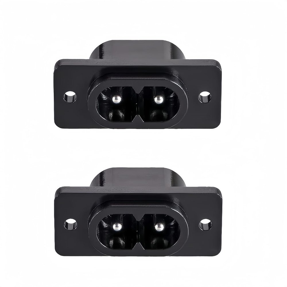 BOXONLY C8 2 Pins Panel Mount Plug Adapter AC 250V 2.5A Mount Plug Adapter Straight with Wire,2pcs