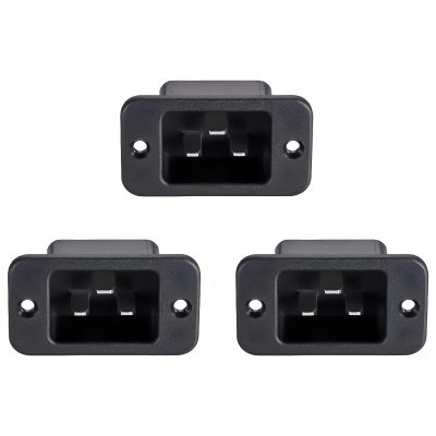 BOXONLY C20 3 Pins Panel Mount Plug Adapter AC 250V 16A Mount Plug Adapter Straight,3pcs