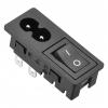 BOXONLY C8-8 2 Pins 1.5mm Panel Mount Plug Adapter Buckle AC 250V 2.5A Mount Plug Adapter Straight with 4P ON-Off Switch,1pcs view 1