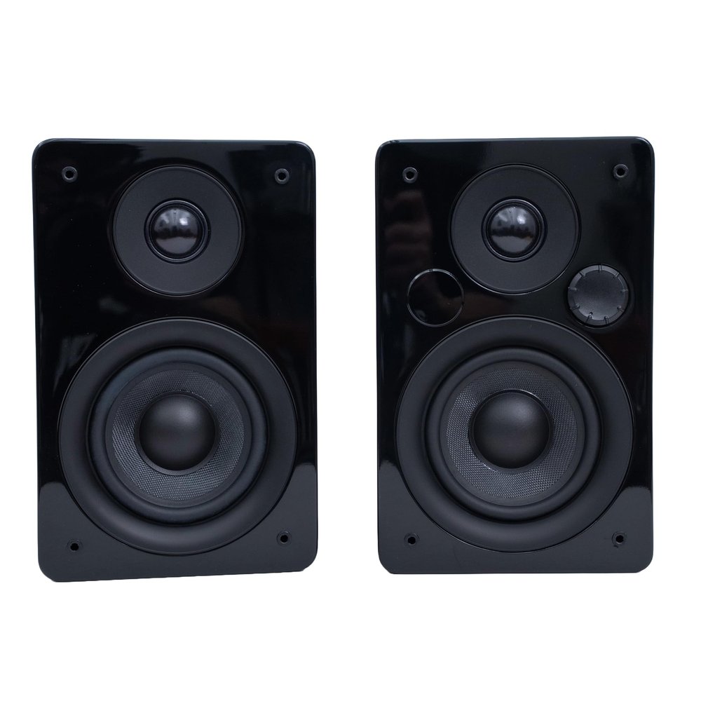 Peachtree Audio M24x Powered Bluetooth Bookshelf Speakers (Pair) Real Bamboo | Hi-Fi Sound, 5.25 Woofer, RCA, Optical, USB Charging, Subwoofer Out | Ideal for TV, Turntables & PCs