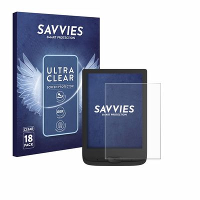 savvies 18 Pack Screen Protector compatible with PocketBook Basic Lux 4 Protection Film Clear