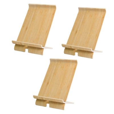 3 Pcs Cute Bamboo Rack Phone Holder Desk Tablet Stand Watch Holder Multi-Function Desktop Decor