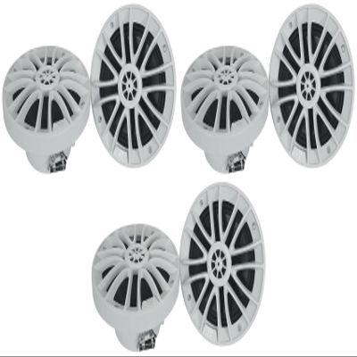 Rockville RM-PREMIUM-65 White 6.5 in 600W Peak/ 150W RMS Marine Boat Speakers, Waterproof and UV Resistant, 2-Way Coaxial Design for Clear Sound on Boats, ATVs, and Outdoor Systems, 6-Piece