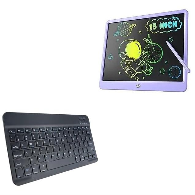 BoxWave Keyboard Compatible with Zhehao Writing Tablet (15 in) - SlimKeys Bluetooth Keyboard, Portable Thin with Chiclet-Style Keys - Jet Black