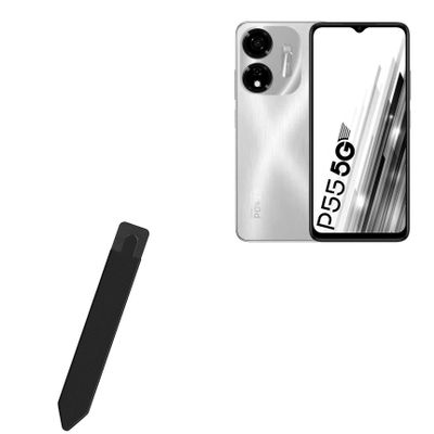 BoxWave Stylus Pouch Compatible with itel Power 55 - Stylus PortaPouch, Pen Stylii Holder Carrier Portable Self-Adhesive - Jet Black