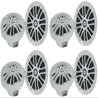 Rockville RM-PREMIUM-65 White 6.5 in 600-Watt Peak / 150-Watt RMS Marine Boat Speakers, UV Resistant, Water Resistant, Stainless Hardware, for Decks, Cabins, cockpits, 8-Piece