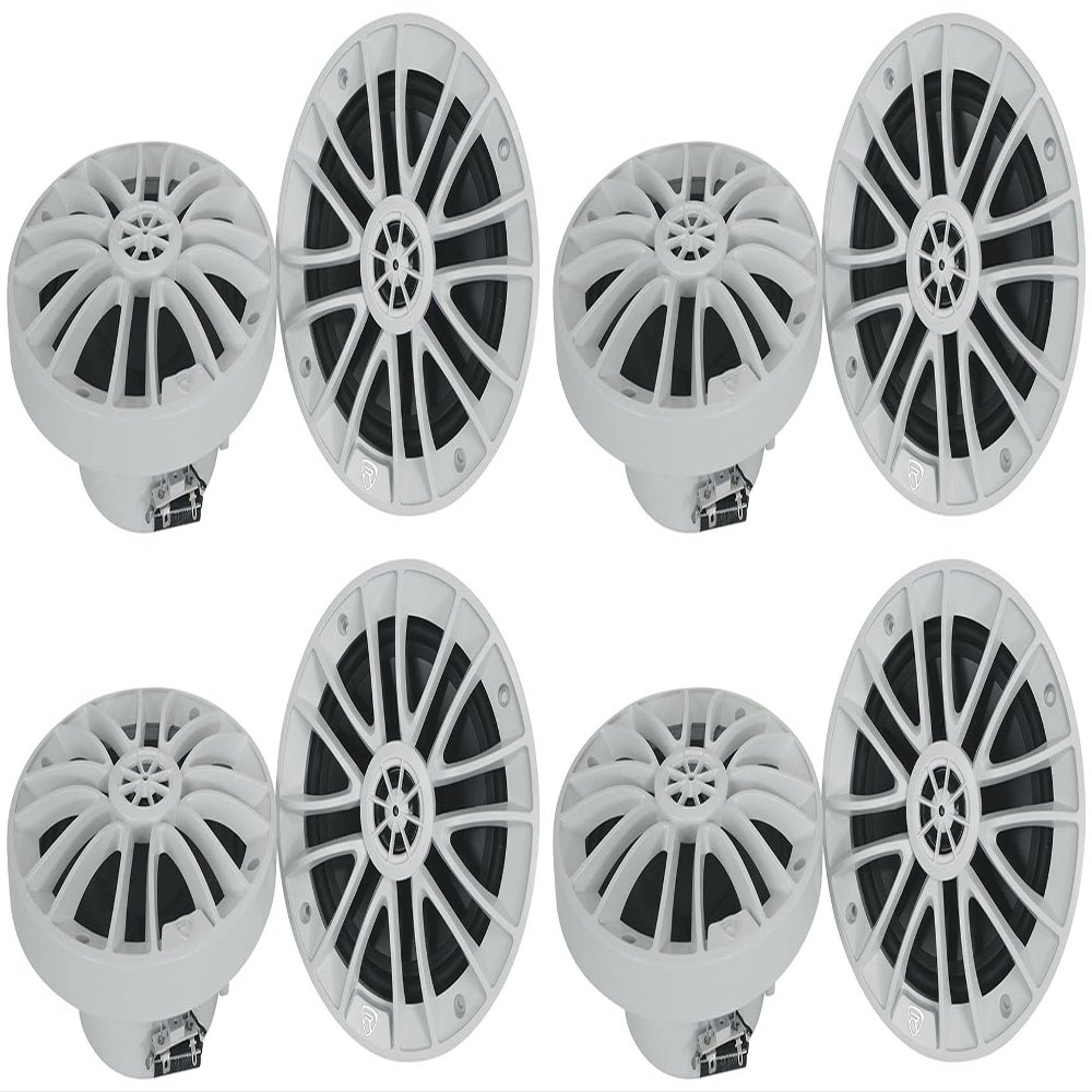 Rockville RM-PREMIUM-65 White 6.5 in 600-Watt Peak / 150-Watt RMS Marine Boat Speakers, UV Resistant, Water Resistant, Stainless Hardware, for Decks, Cabins, cockpits, 8-Piece