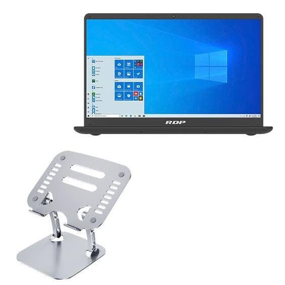 BoxWave Stand and Mount Compatible with RDP GeM Thinbook (15.4 in) - Executive VersaView Laptop Stand, Ergonomic Adjustable Viewing Angle Metallic Riser - Metallic Silver