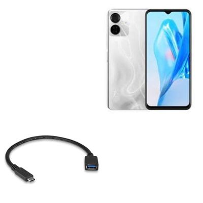 BoxWave Cable Compatible with itel S18 Pro - USB Expansion Adapter, Add USB Connected Hardware to Your Phone