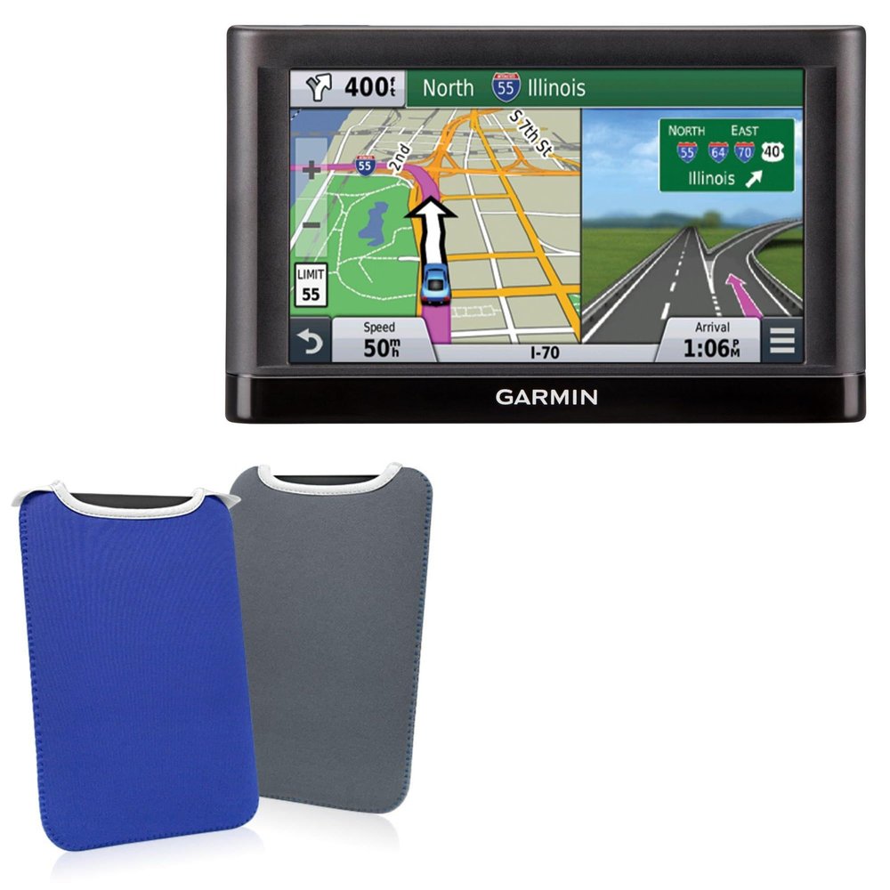 BoxWave Case Compatible with Garmin Nuvi 66LM - SlipSuit, Soft Slim Neoprene Pouch Protective Case Cover - Super Blue/Charcoal Grey (Reversible)