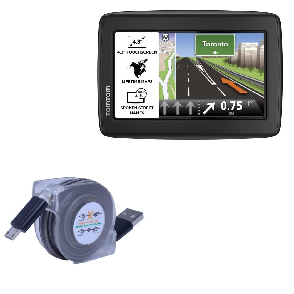 BoxWave Cable Compatible with Tomtom Via 1415M - miniSync, Retractable, Portable Sync Cable