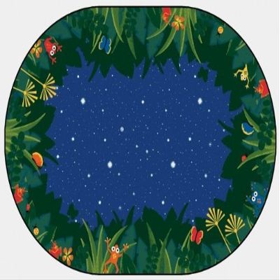 212 Main Peaceful Tropical Night 6 ft. x 9 ft. Oval Carpet