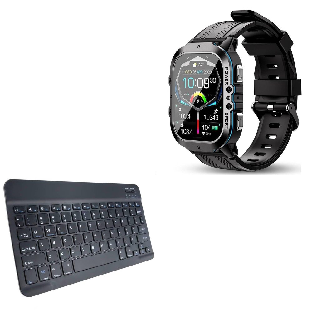 BoxWave Keyboard Compatible with Oukitel BT20 - SlimKeys Bluetooth Keyboard, Portable Thin with Chiclet-Style Keys - Jet Black
