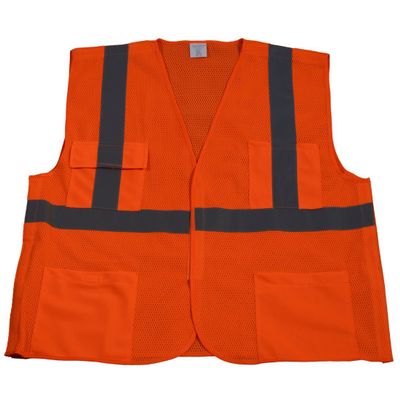 OVM2-5PB-S-M Safety Vest Ansi Class Ii Orange Mesh 5-Point Break Away Small & Medium