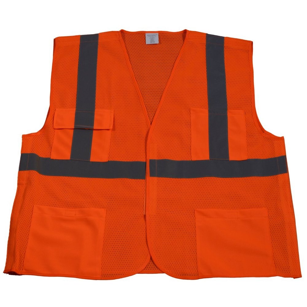 OVM2-5PB-S-M Safety Vest Ansi Class Ii Orange Mesh 5-Point Break Away Small & Medium