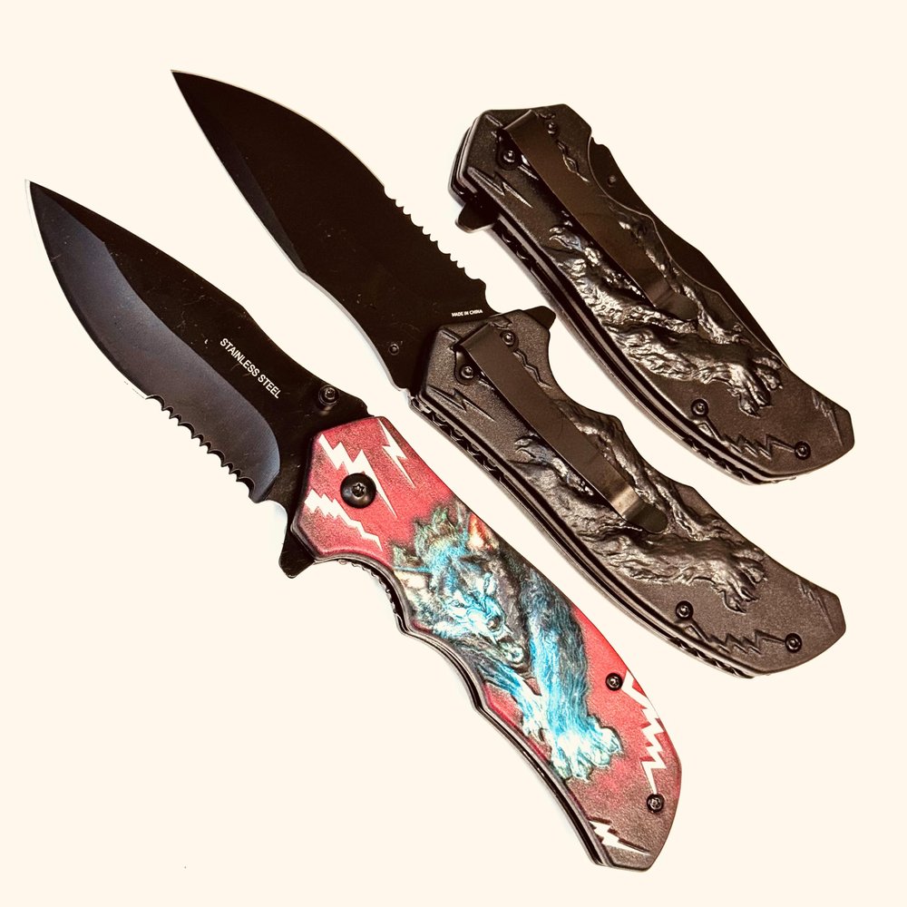 GOLDENSUN Wolf pocket knife GPL174RDWF 8.25" overall